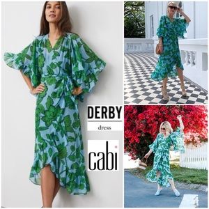 CAbi 5815 Derby Floral Wrap Dress Spring 2020
Blue Green Ruffled Sleeves Small